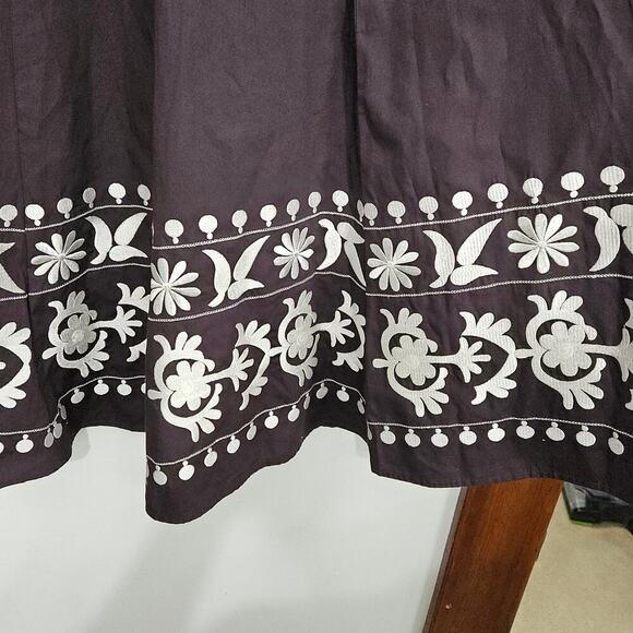 NWT! Sunny Leigh Midi Embroidered A Line Brown Skirt Size 10 Medium 100% Cotton - Picture 3 of 5